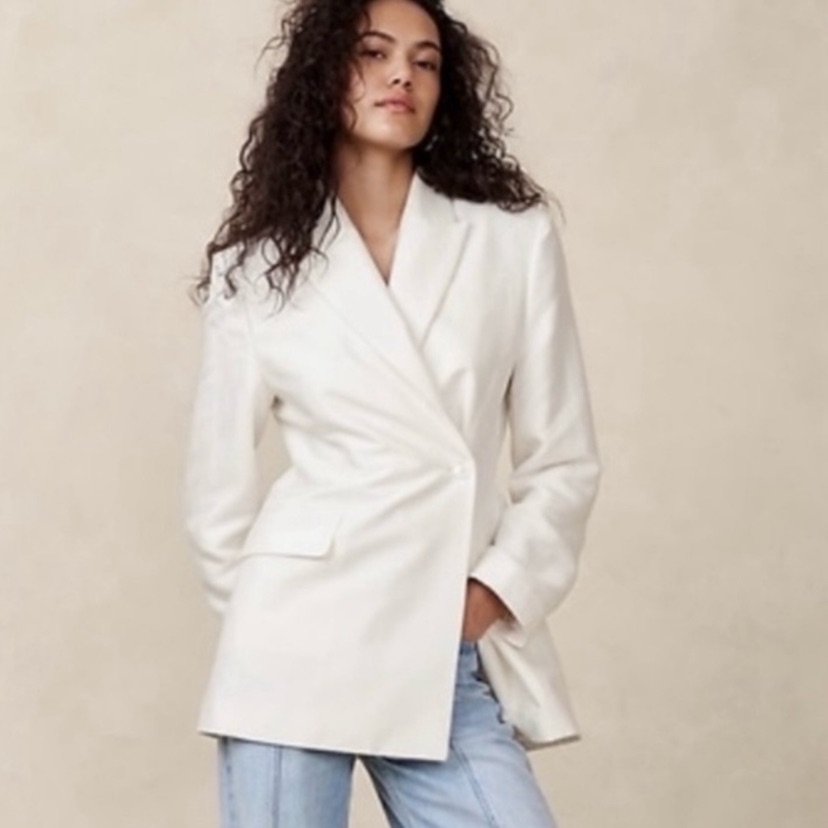 Banana Republic Linen Viscose Blazer - 2024 Hourglass - Ivory - Size 4 - Nwt